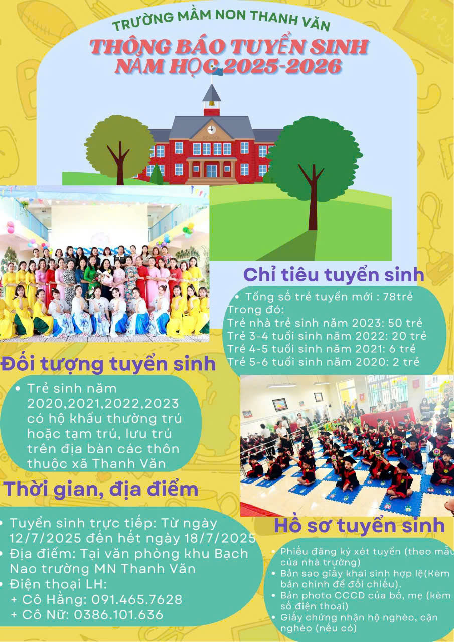 THÔNG BÁO TUYỂN SINH NĂM HỌC 2025-2026